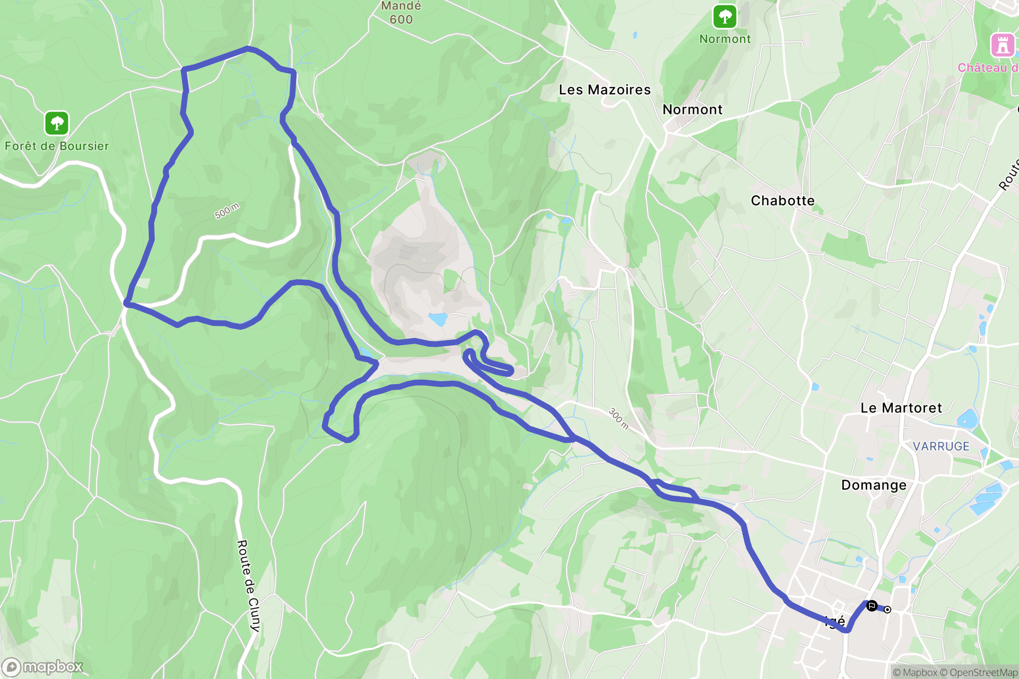 Igé : carte du parcours de randonnée - France