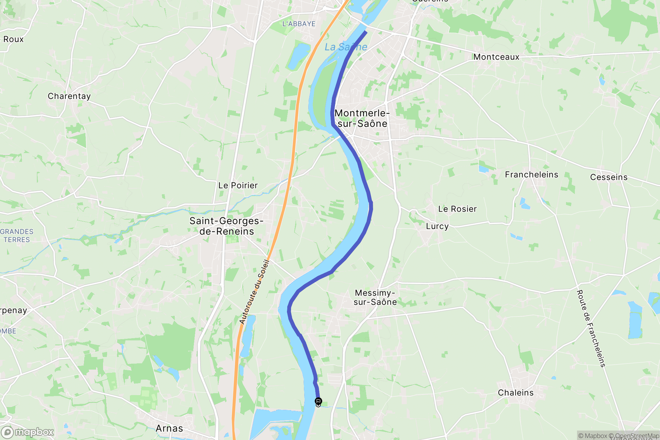 Fareins : carte du parcours de randonnée - France