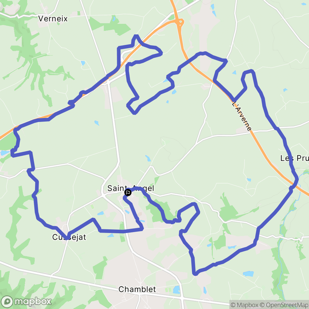 Saint-Angel : carte du parcours de randonnée - France