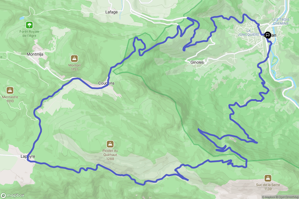 Quillan : carte du parcours de randonnée - France