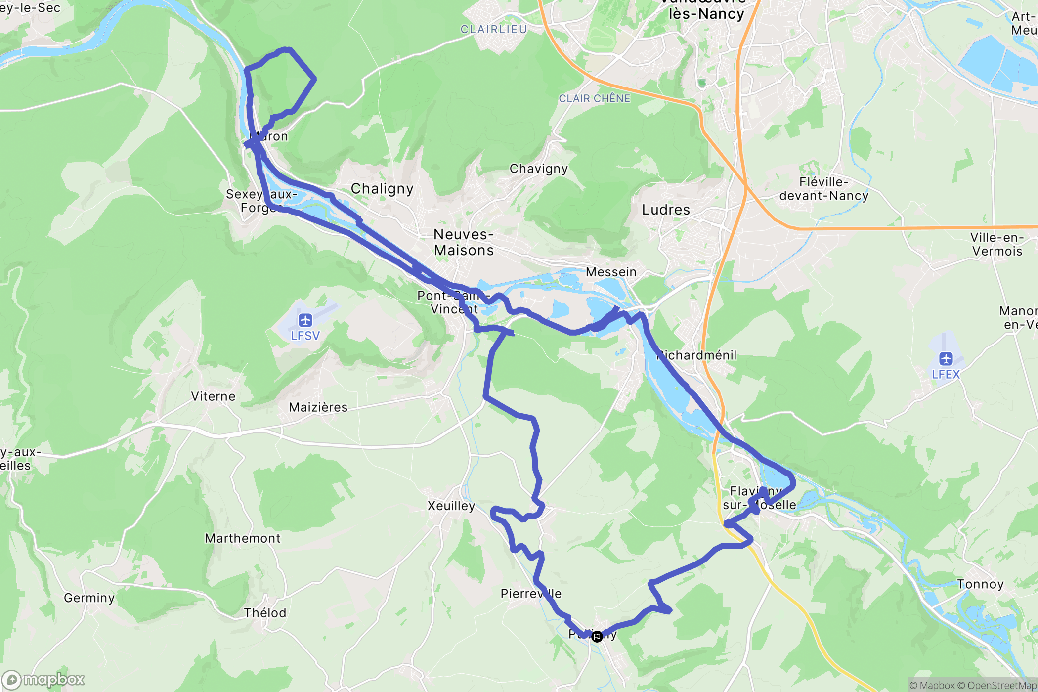 Pulligny : carte du parcours de randonnée - France