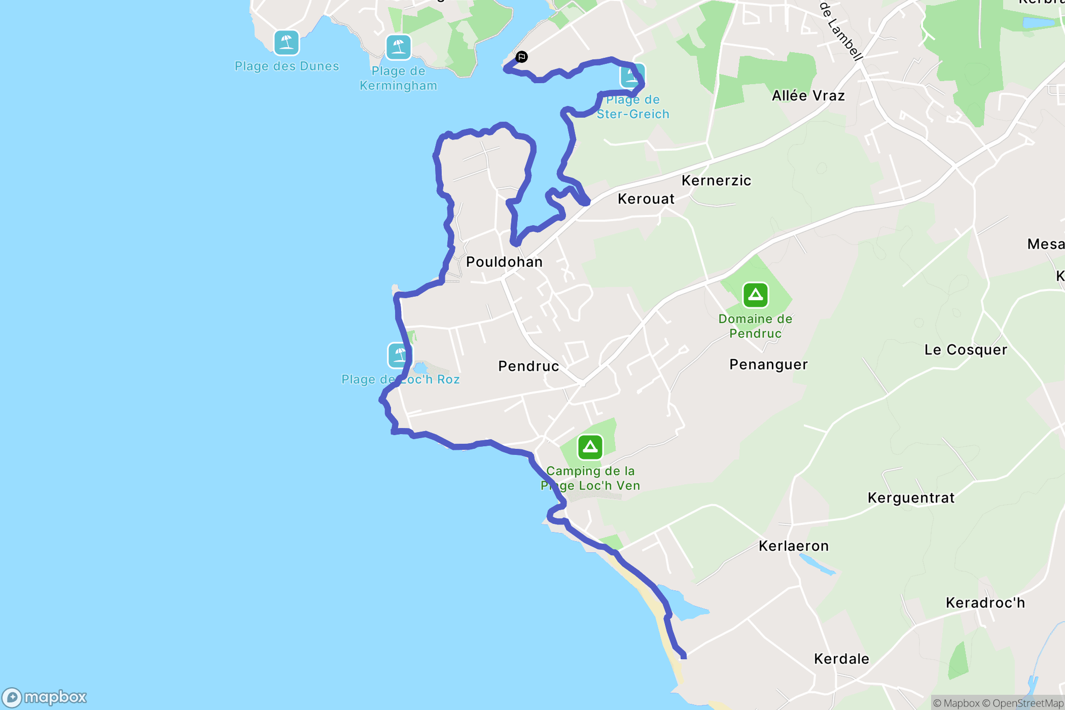 Trégunc : carte du parcours de randonnée - France