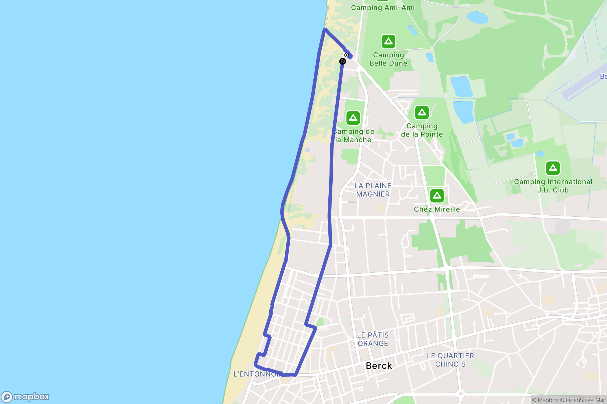 Berck : carte du parcours de randonnée - France