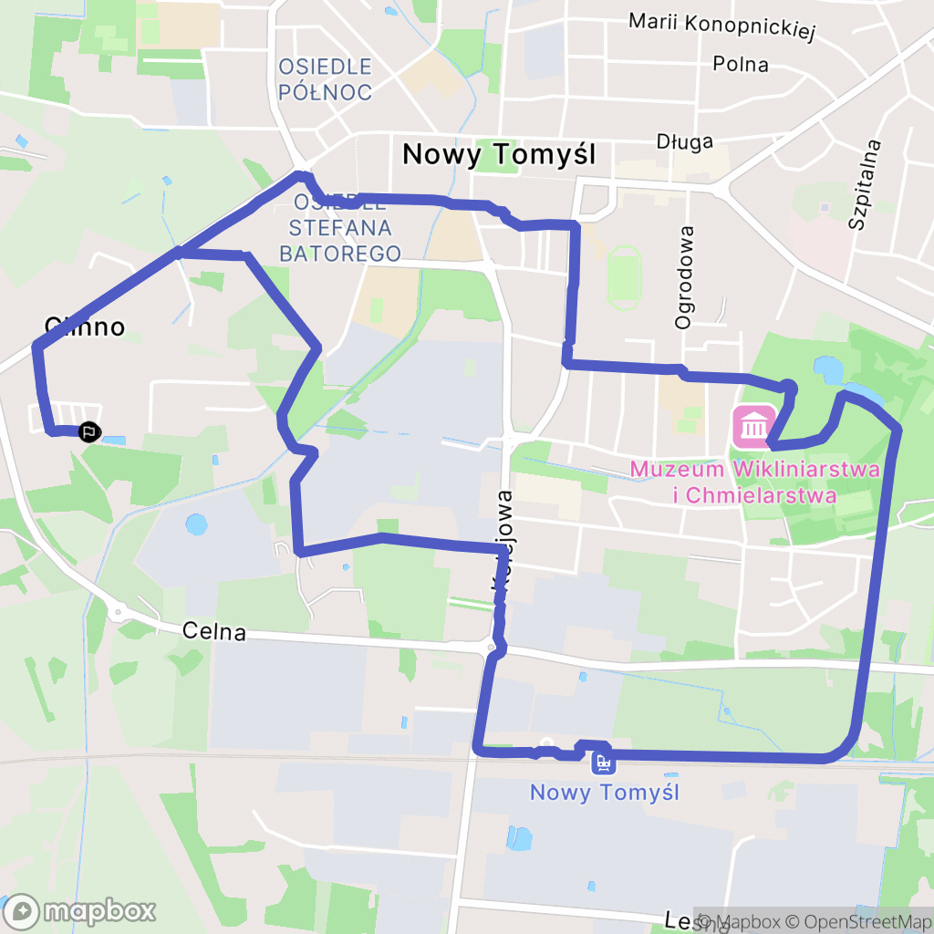 Glinno: mapa trasy - Poland