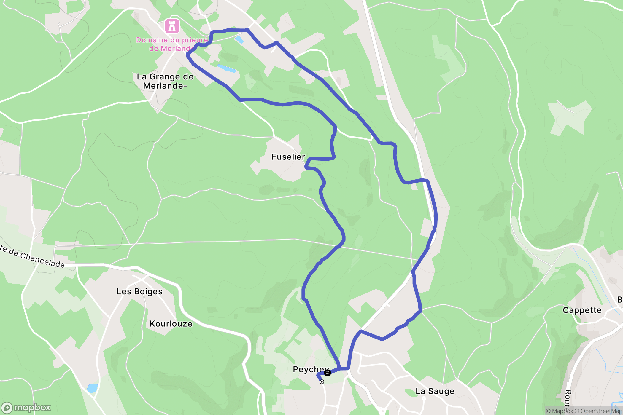 Chancelade : carte du parcours de randonnée - France