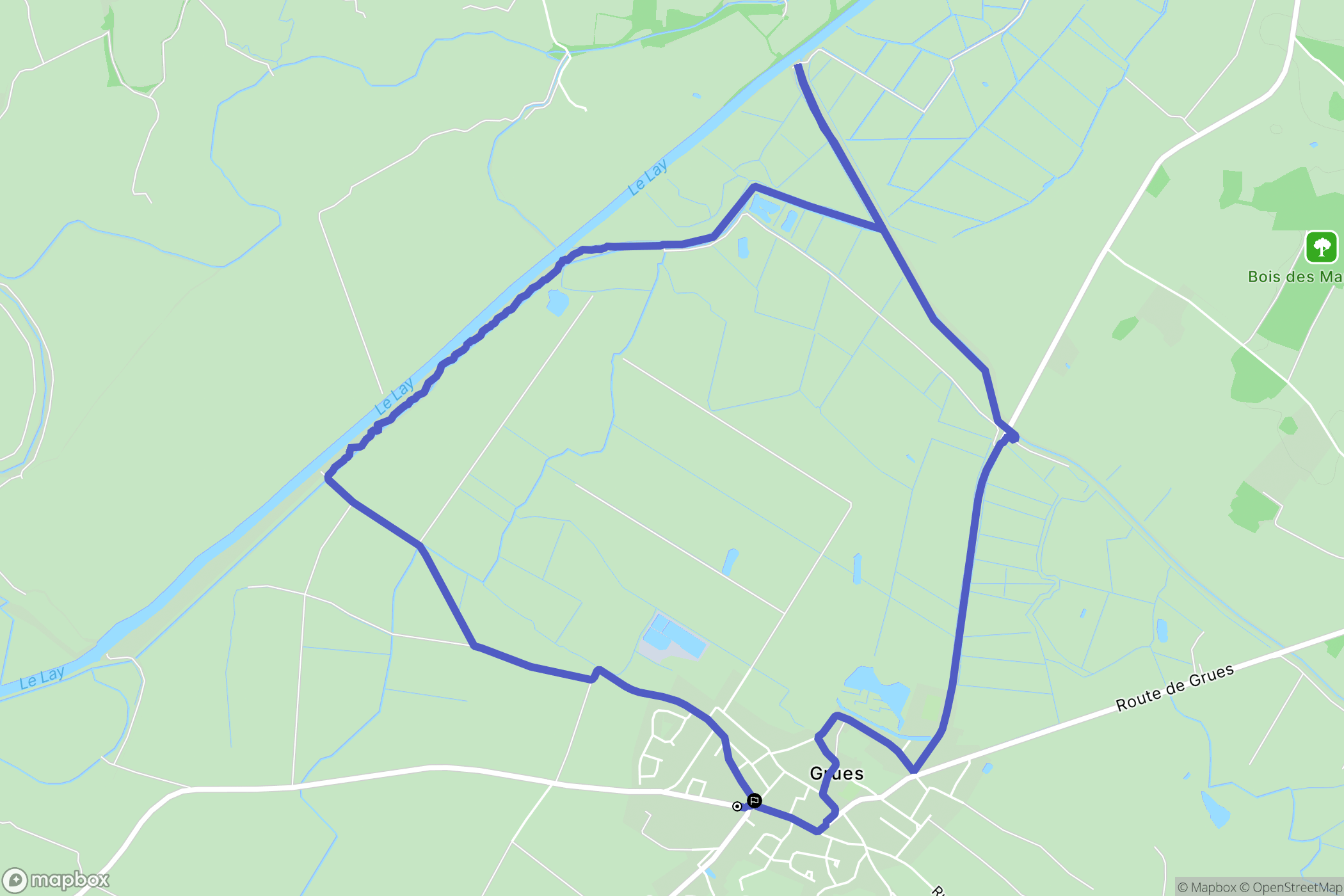 Grues : carte du parcours de randonnée - France