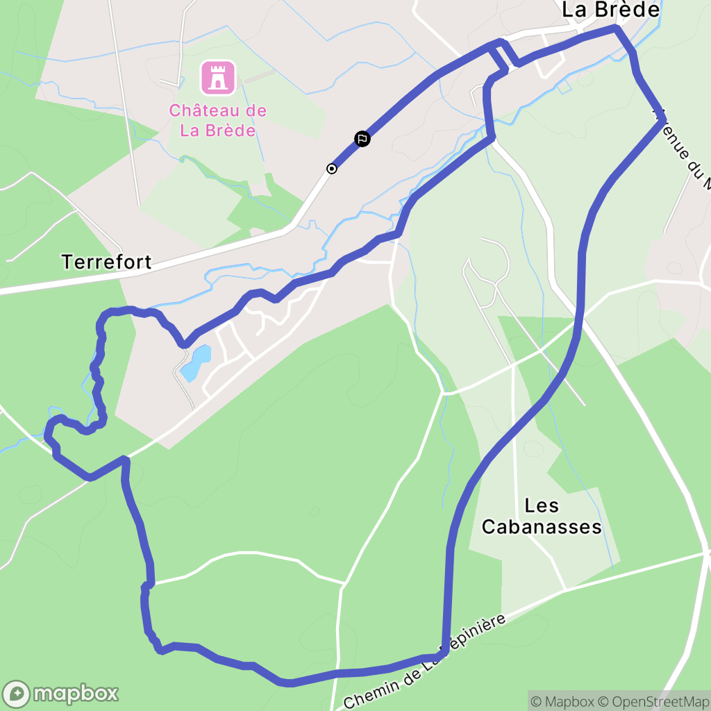 La Brède : carte du parcours de randonnée - France