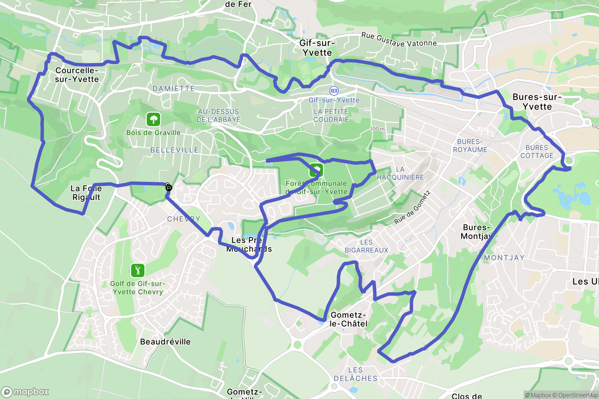 Gometz-la-Ville : carte du parcours de randonnée - France