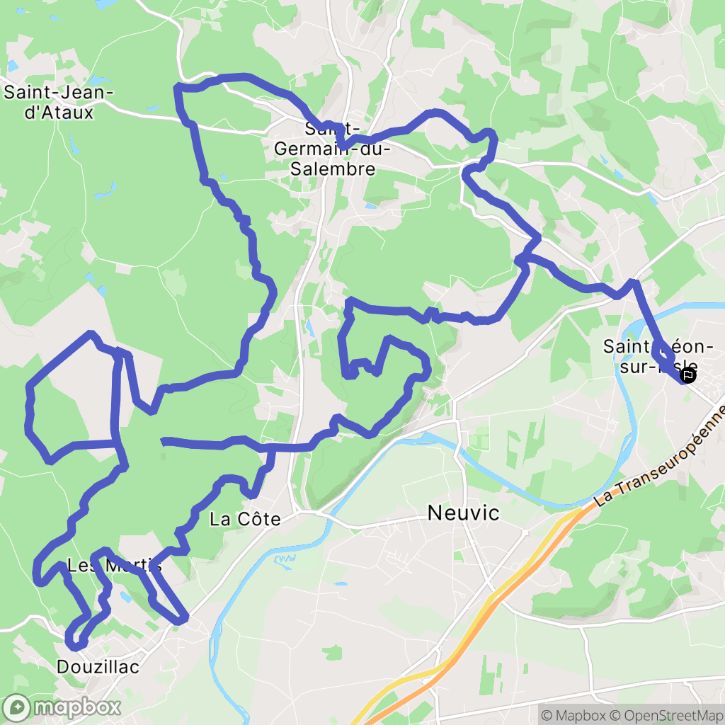 Saint-Léon-sur-l'Isle : carte du parcours de randonnée - France