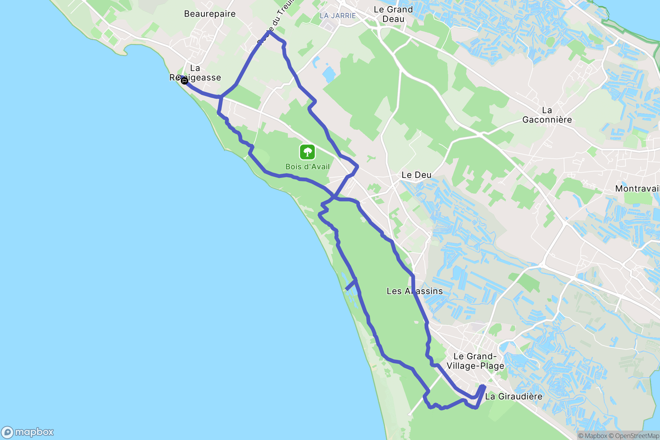 Dolus-d'Oléron : carte du parcours de randonnée - France