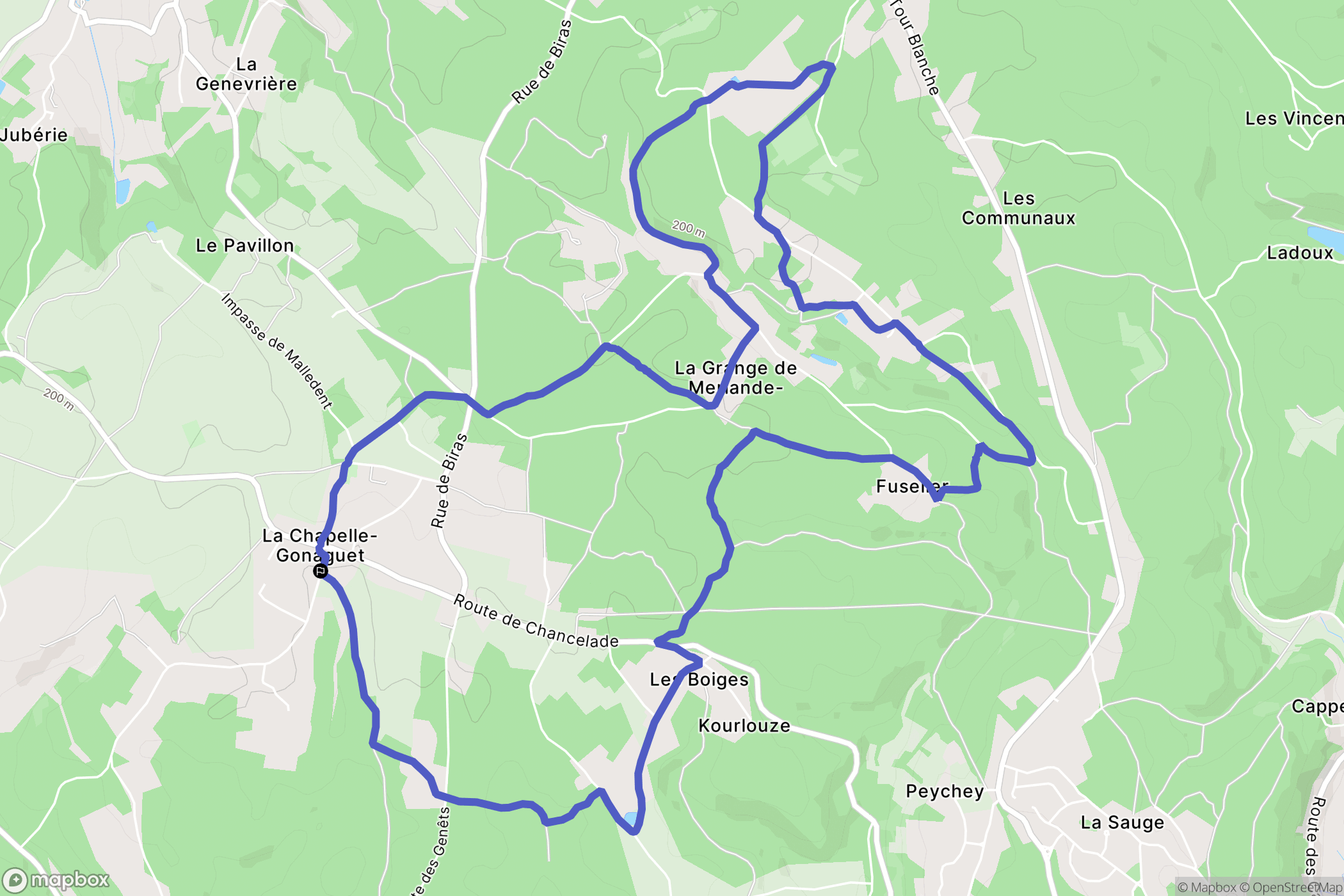 La Chapelle-Gonaguet : carte du parcours de randonnée - France