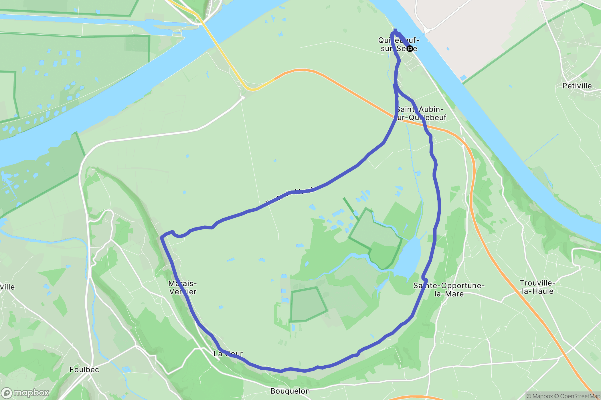 Quillebeuf-sur-Seine : carte du parcours de randonnée - France