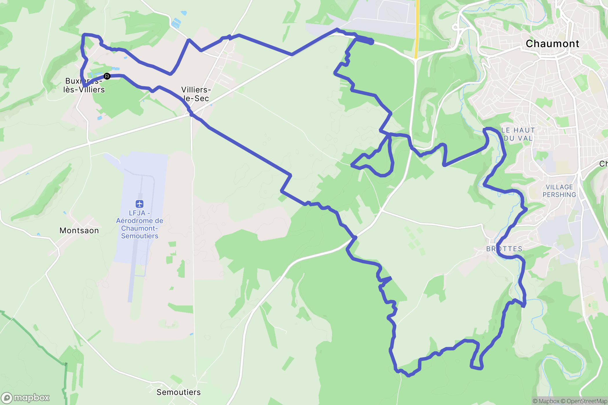 Buxières-lès-Villiers : carte du parcours de randonnée - France