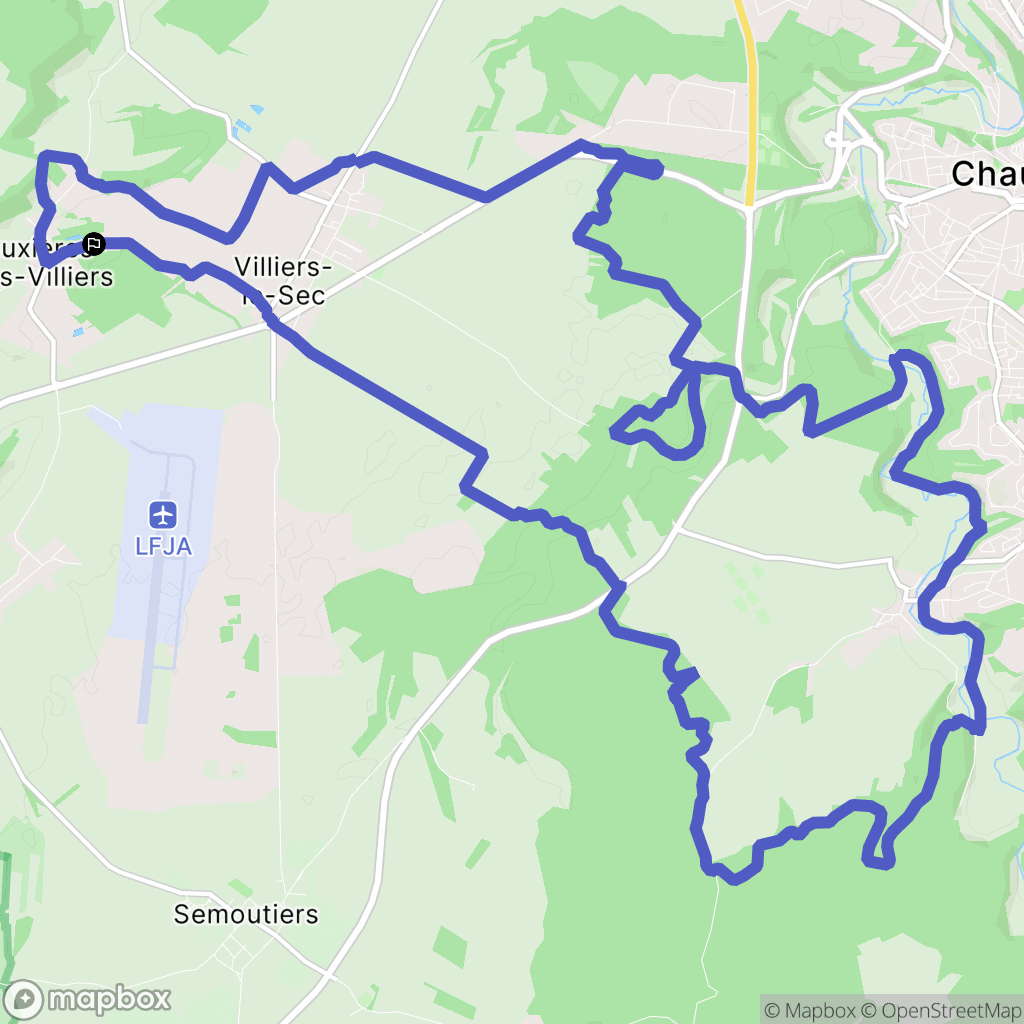 Buxières-lès-Villiers : carte du parcours de randonnée - France