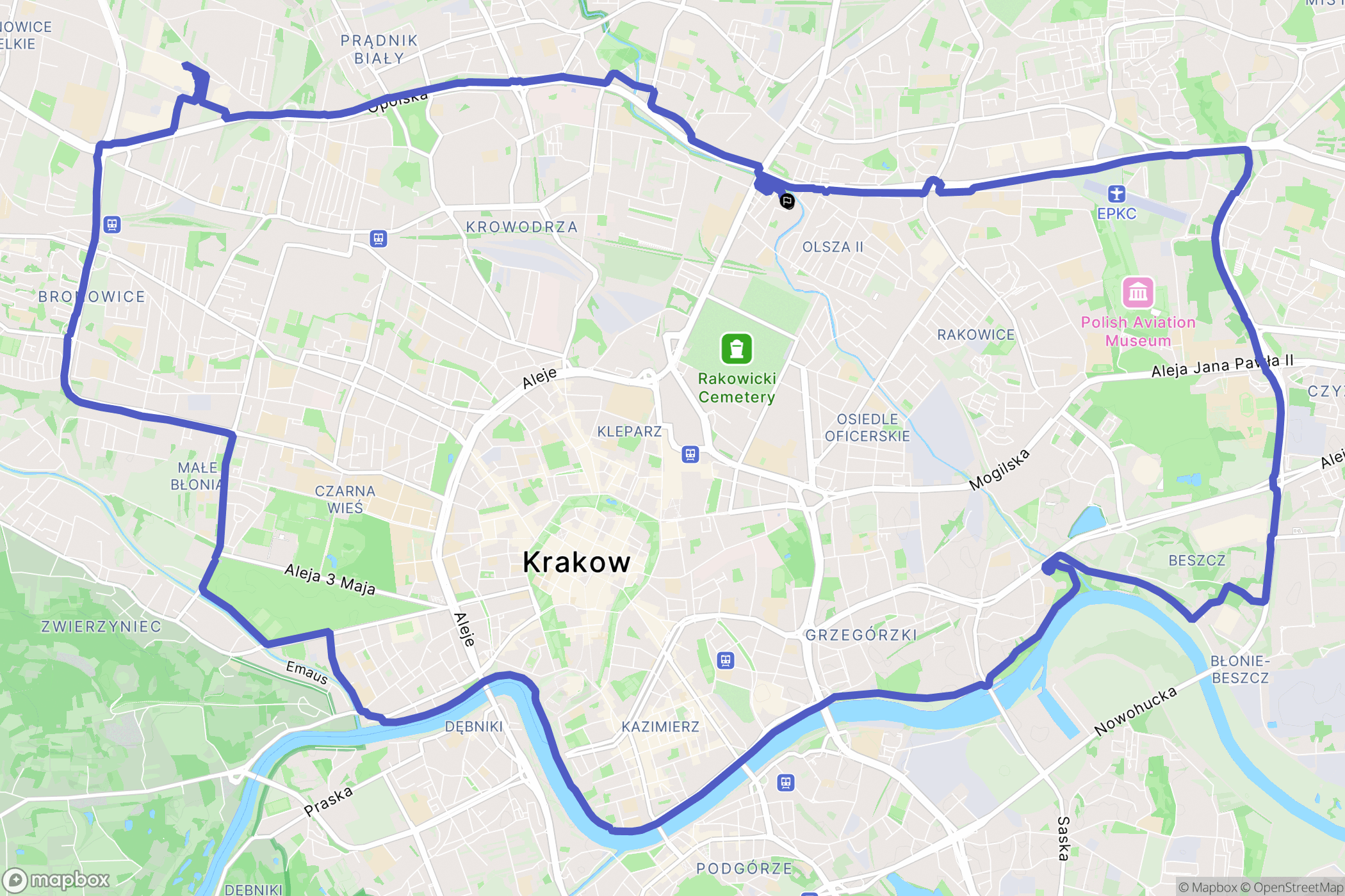 Kraków: mapa trasy - Poland