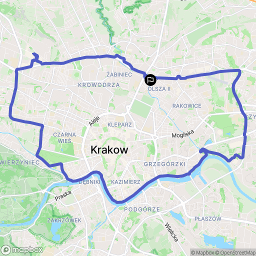 Kraków: mapa trasy - Poland