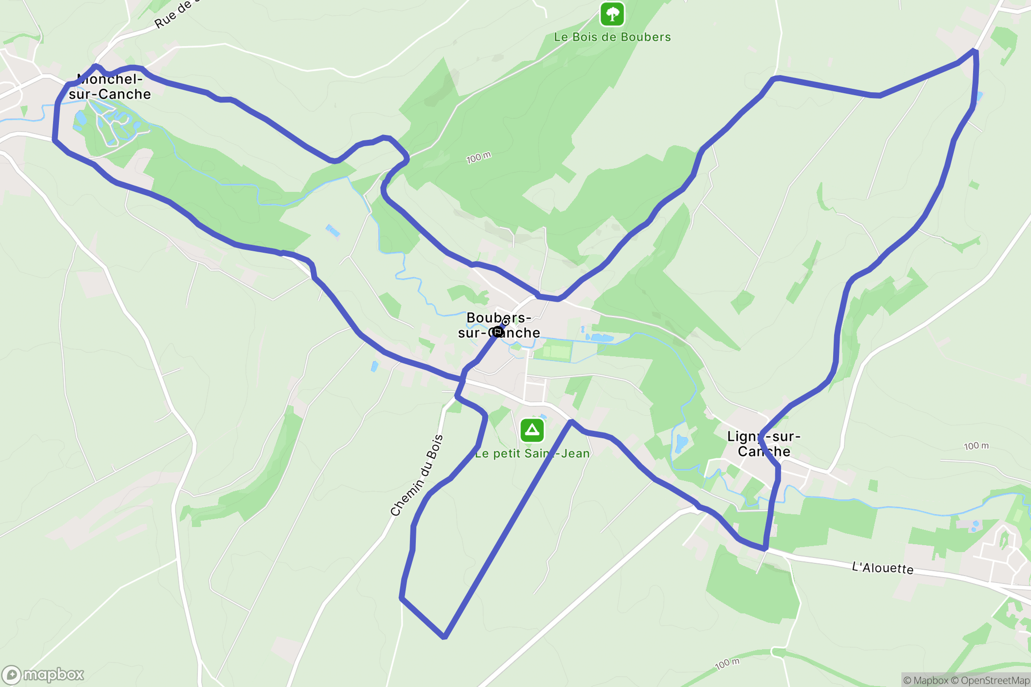 Boubers-sur-Canche : carte du parcours de randonnée - France