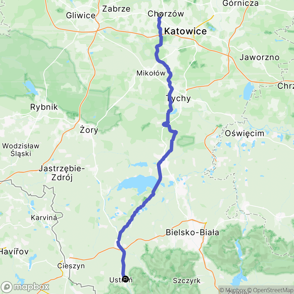 Chorzów: mapa trasy - Poland