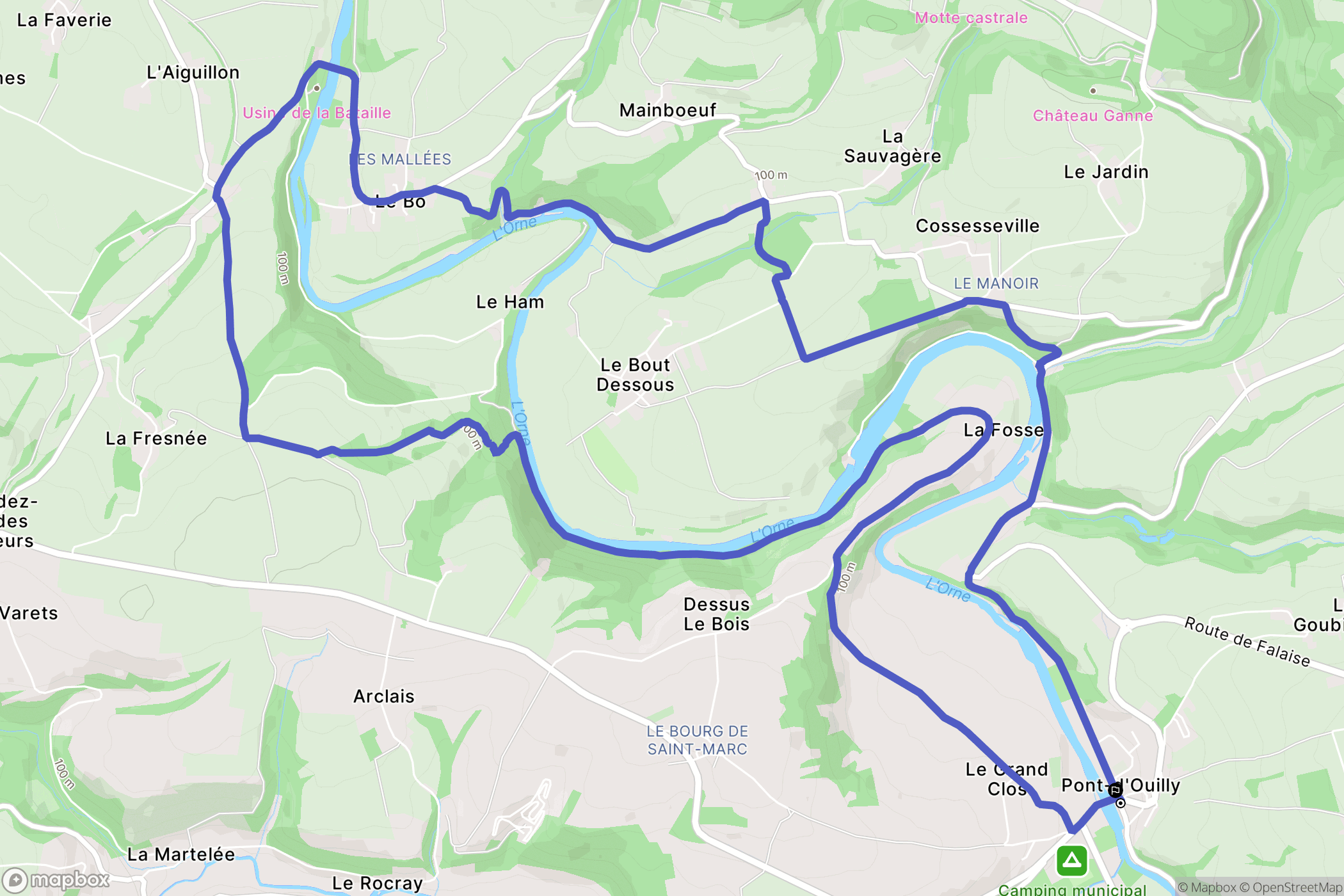 Pont-d'Ouilly : carte du parcours de randonnée - France