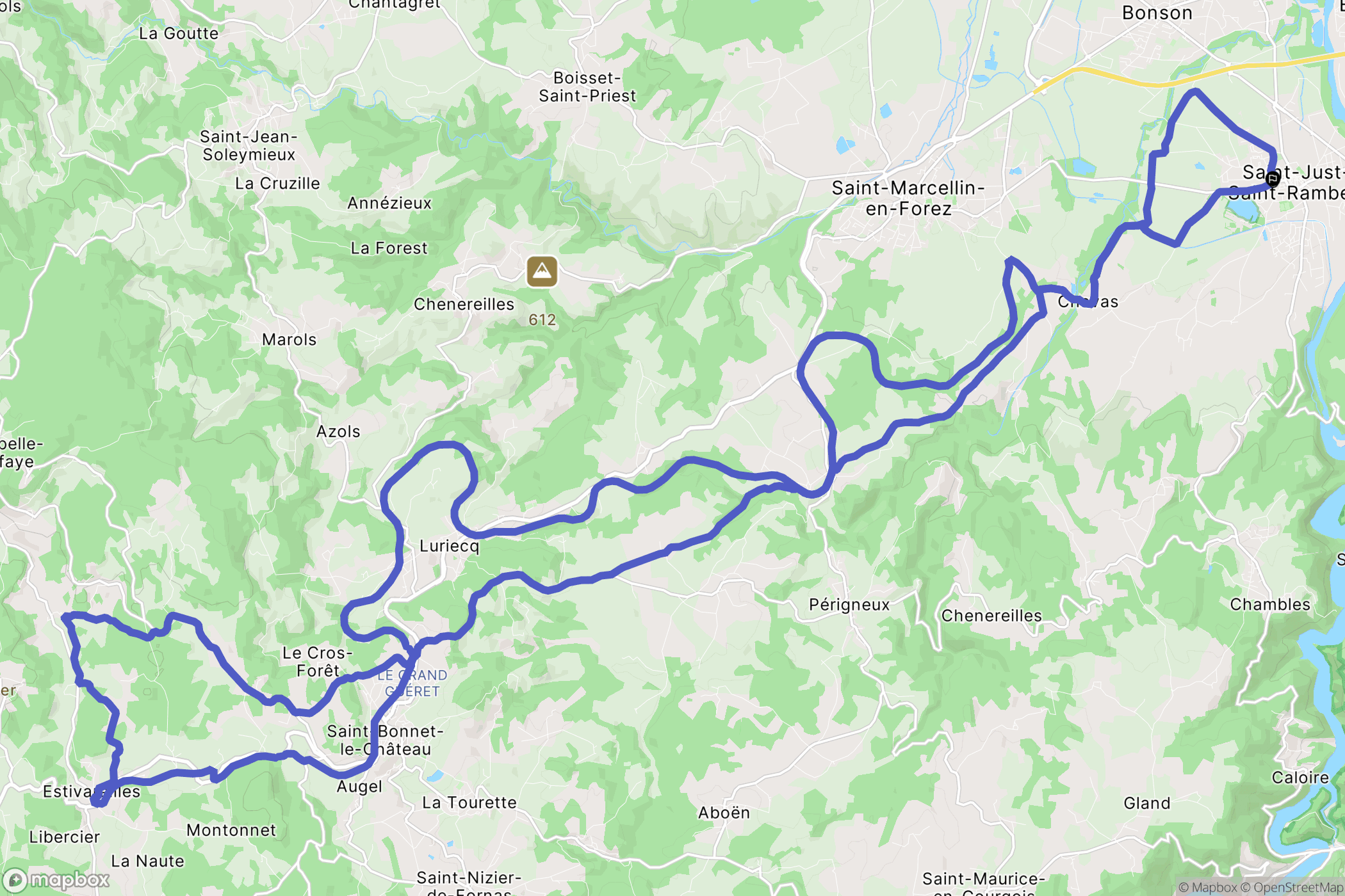 Saint-Just-Saint-Rambert : carte du parcours de randonnée - France