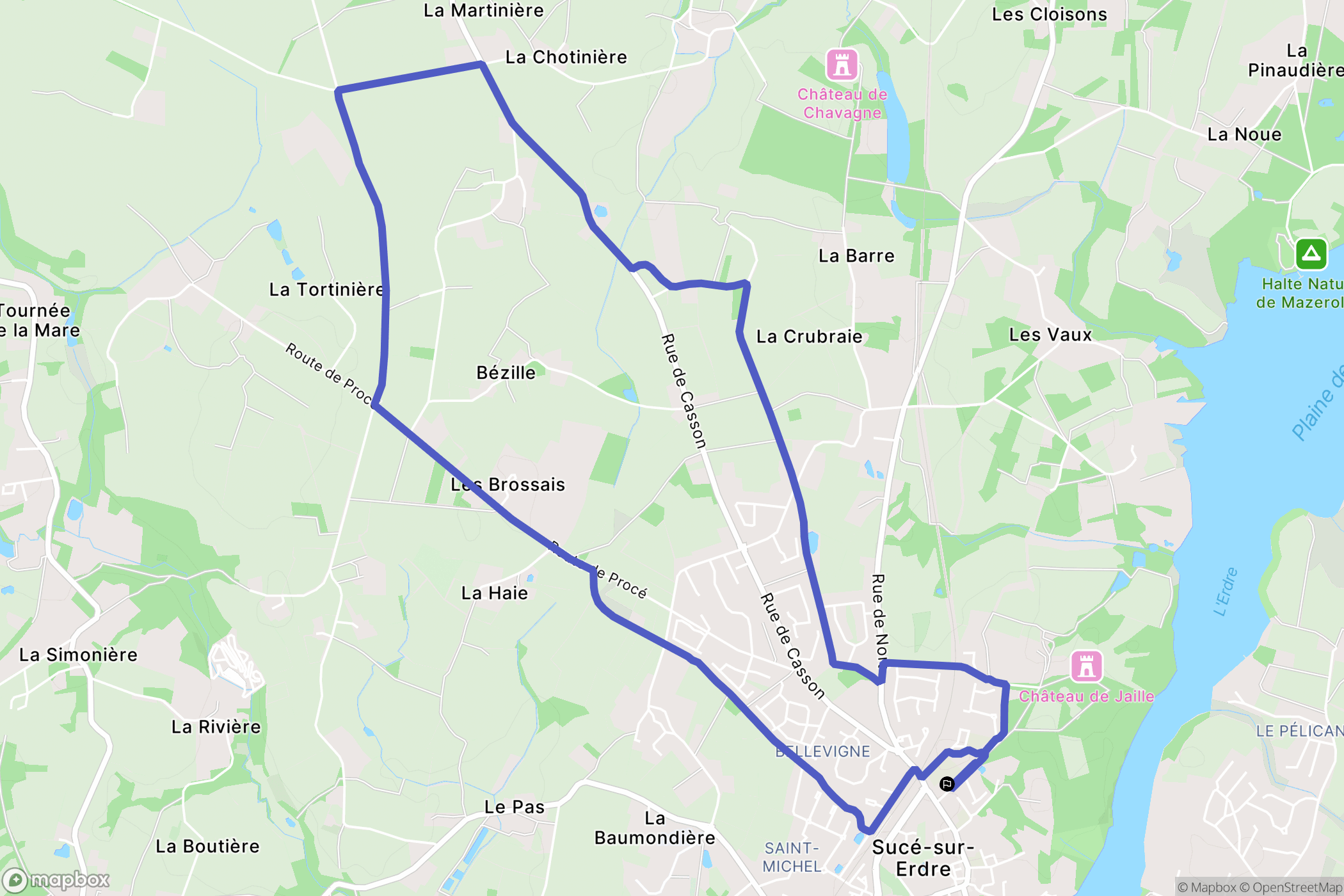 Sucé-sur-Erdre : carte du parcours de randonnée - France