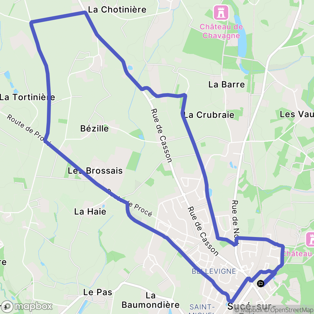 Sucé-sur-Erdre : carte du parcours de randonnée - France