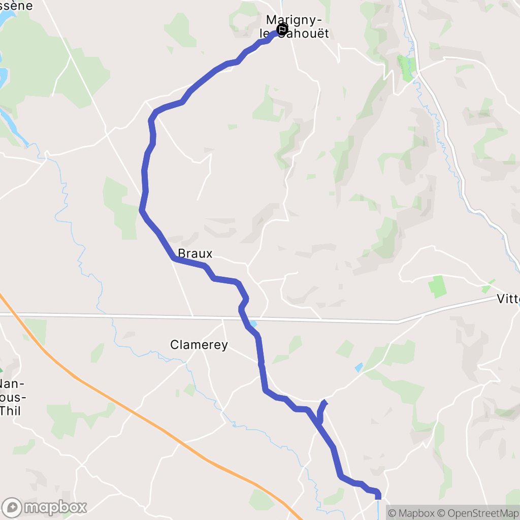 Marigny-le-Cahouët : carte du parcours de randonnée - France