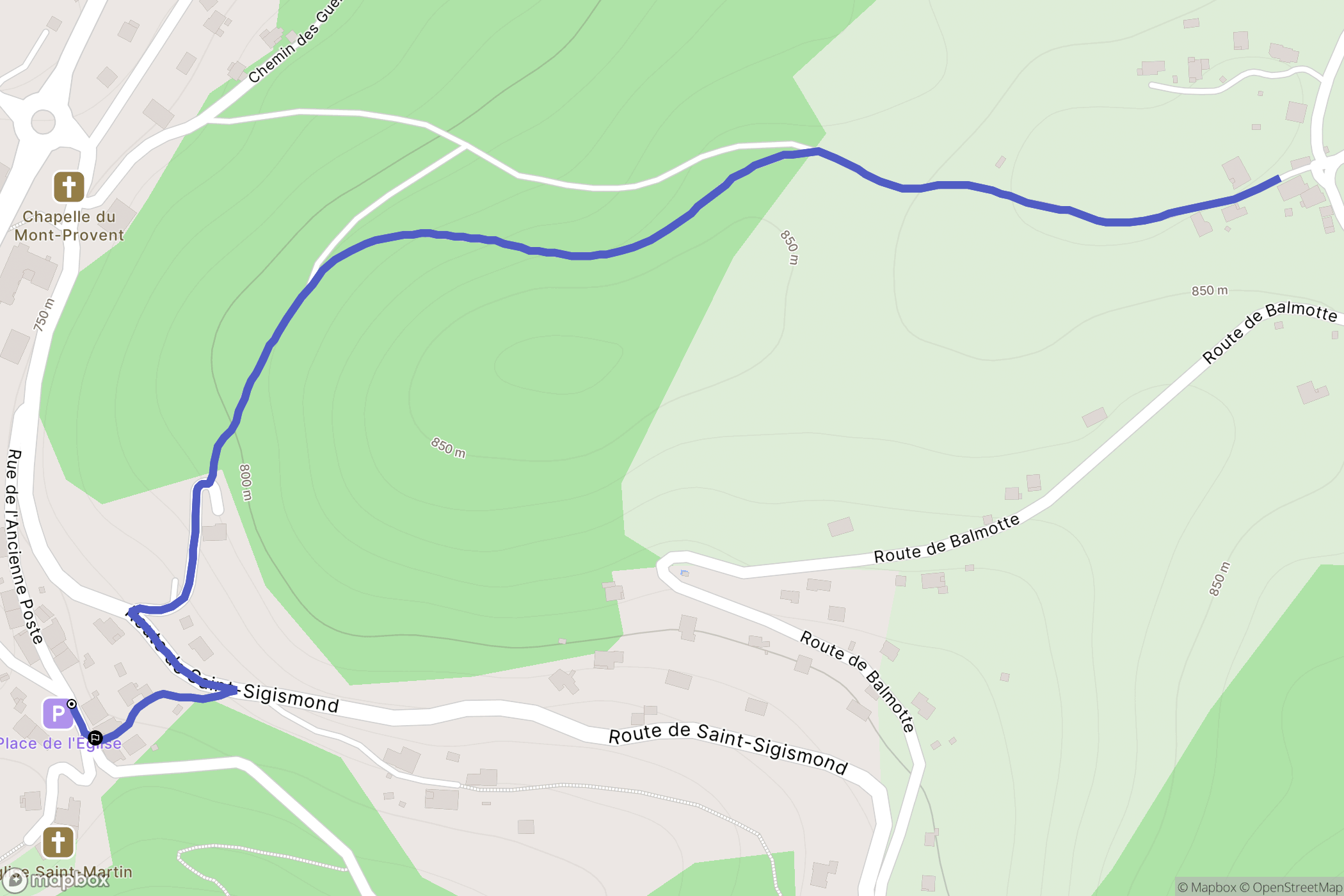 Châtillon-sur-Cluses : carte du parcours de randonnée - France