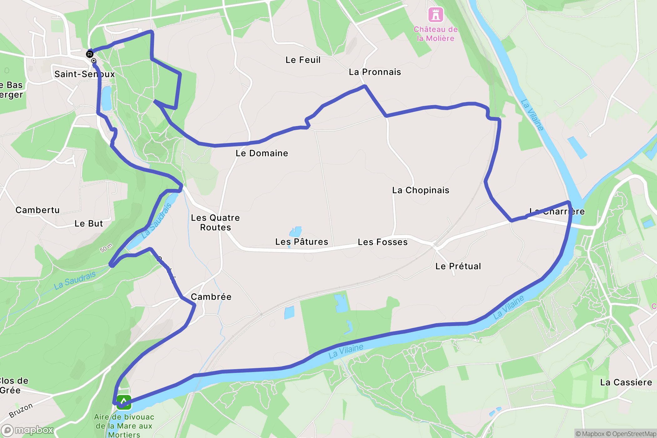 Saint-Senoux : carte du parcours de randonnée - France