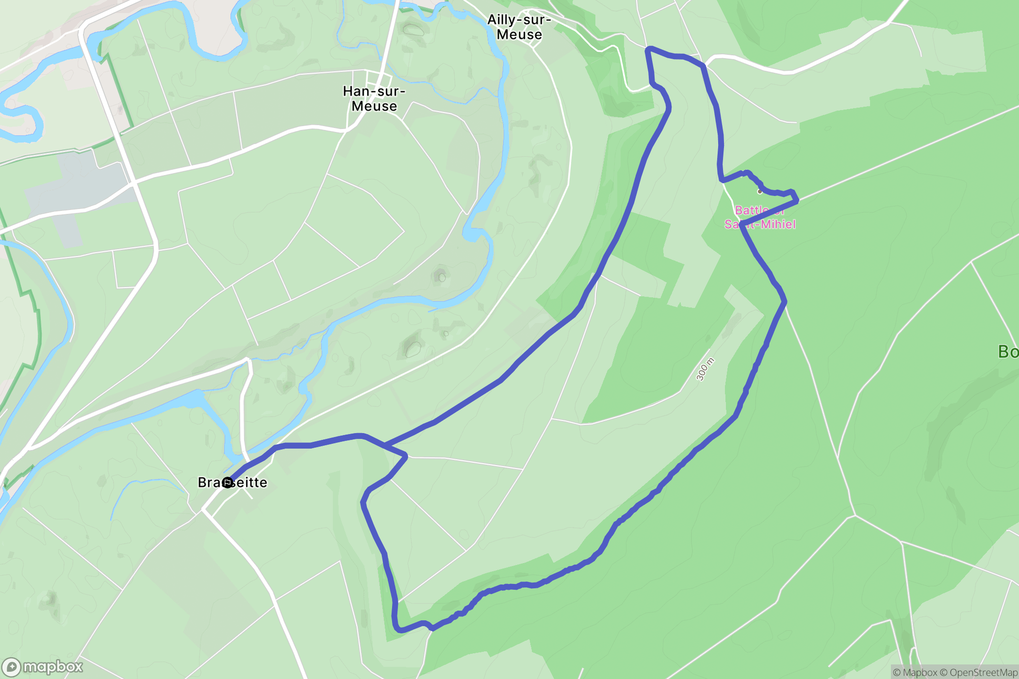 Han-sur-Meuse : carte du parcours de randonnée - France