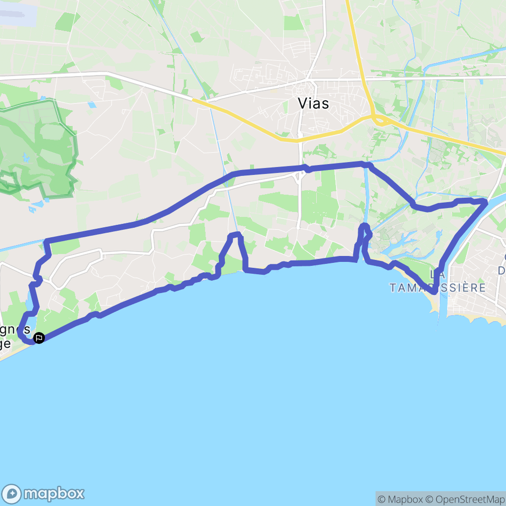 Vias : carte du parcours de randonnée - France