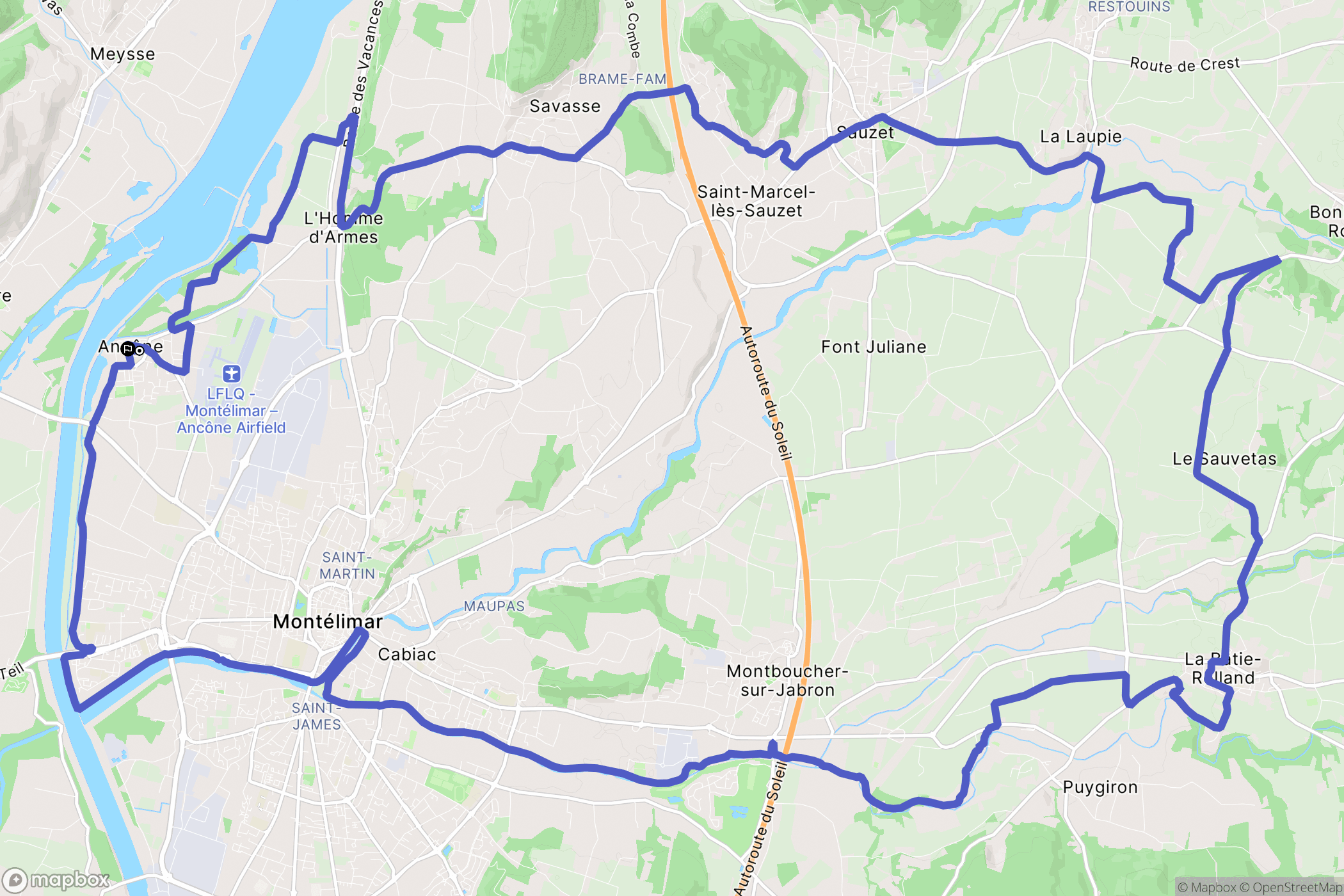 Ancône : carte du parcours de randonnée - France