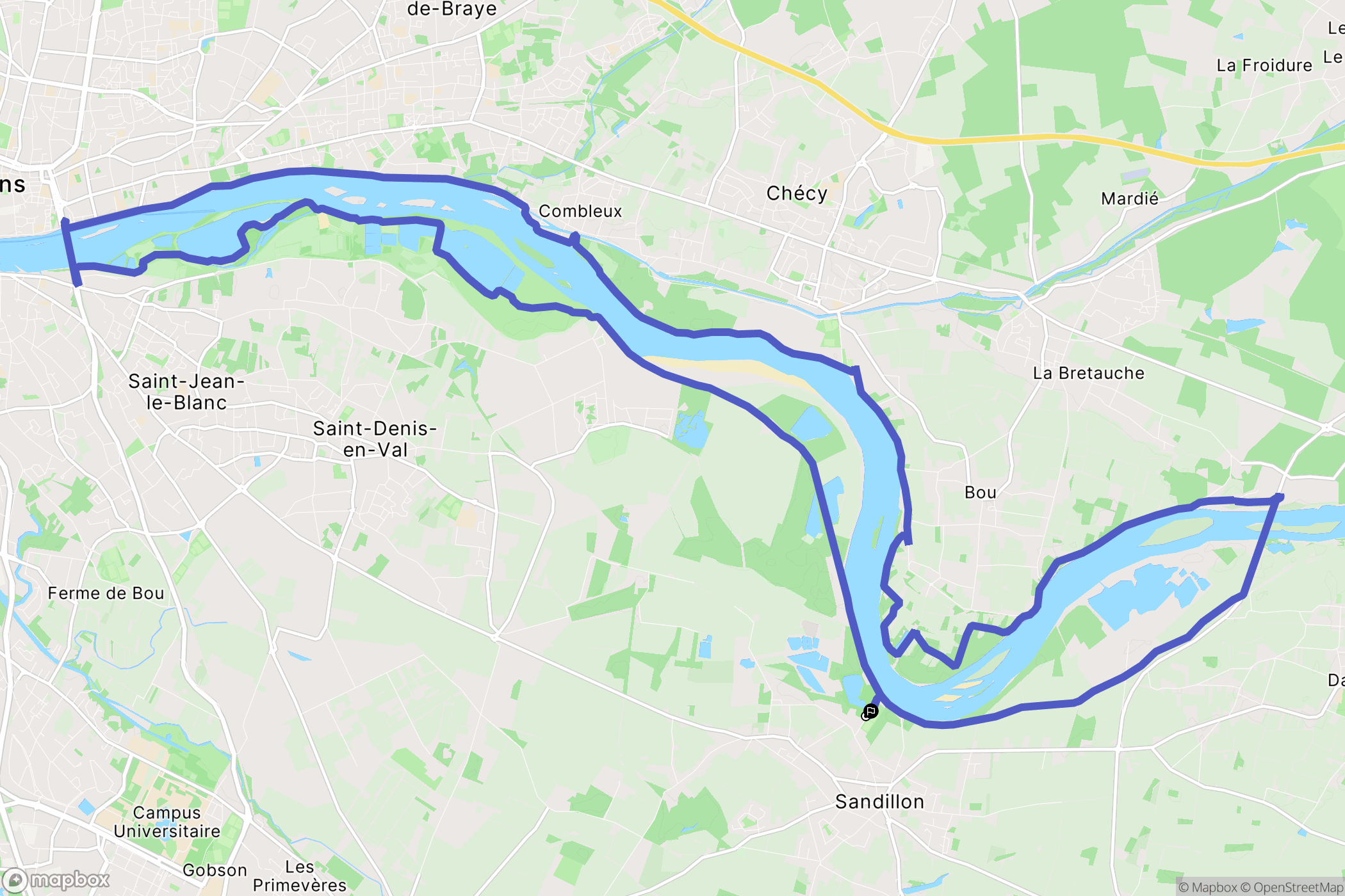 Sandillon : carte du parcours de randonnée - France