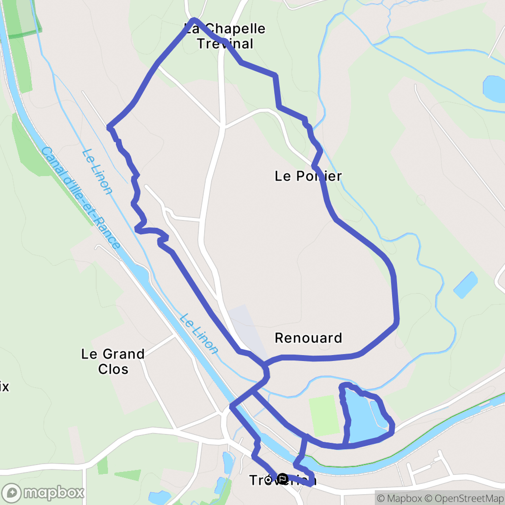 Trévérien : carte du parcours de randonnée - France