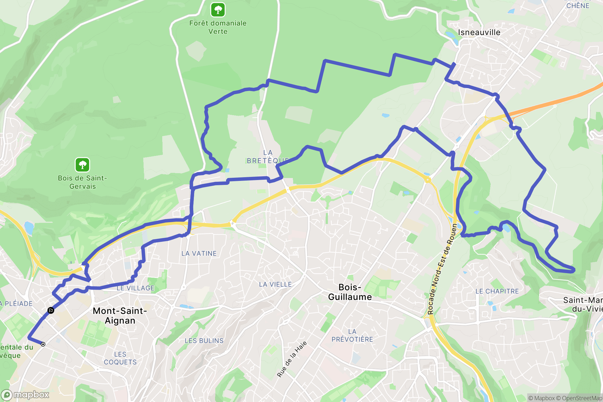 Mont-Saint-Aignan : carte du parcours de randonnée - France