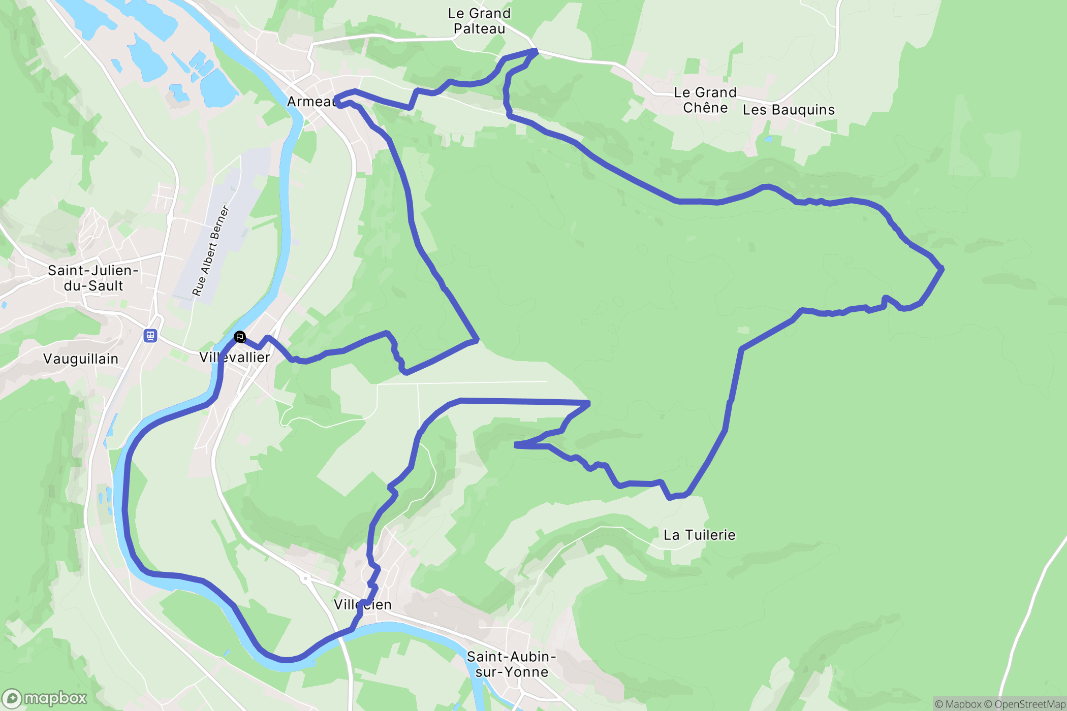 Villevallier : carte du parcours de randonnée - France