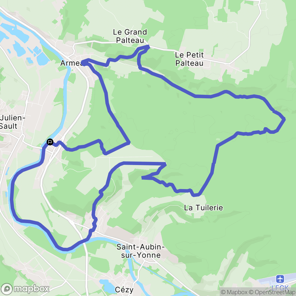 Villevallier : carte du parcours de randonnée - France