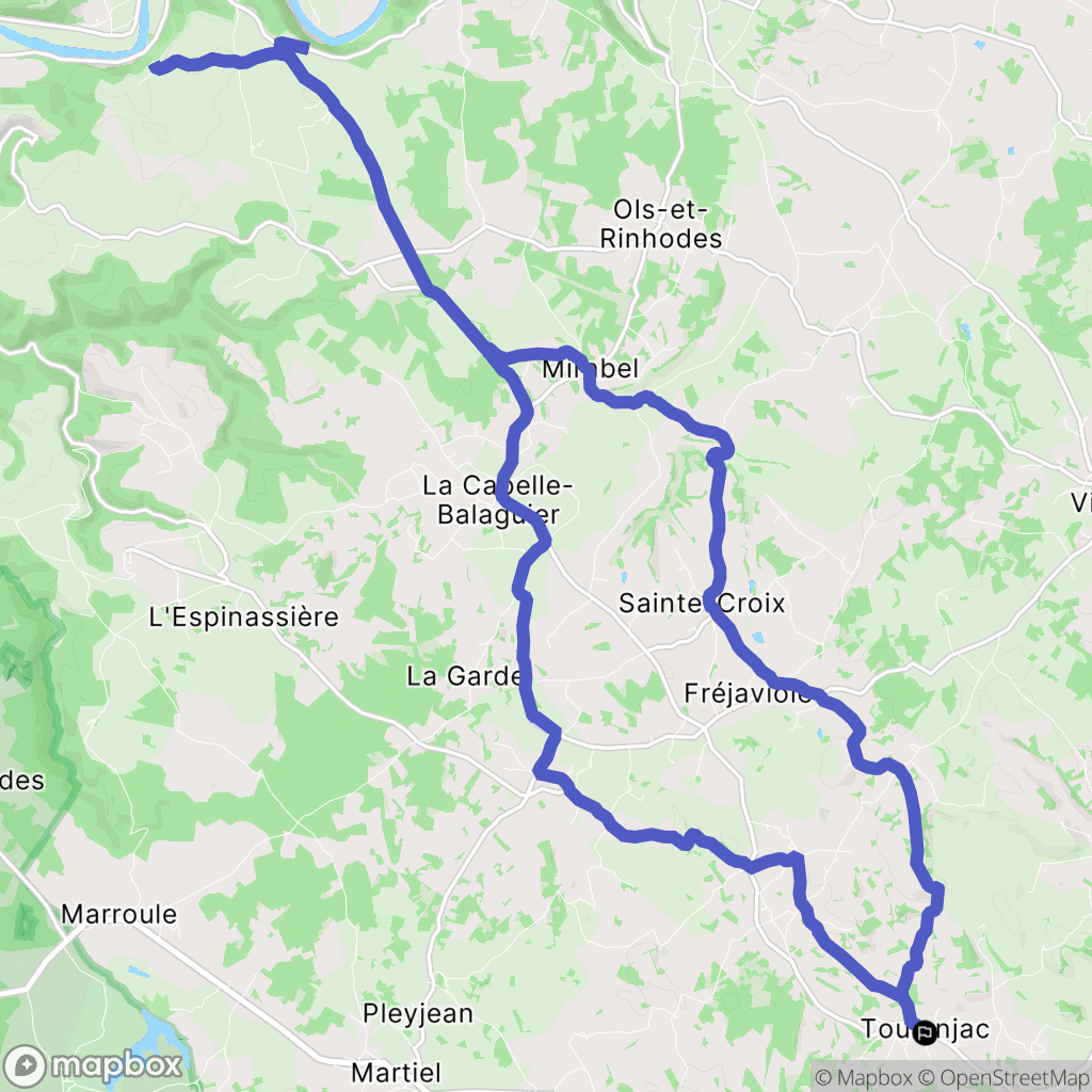 Toulonjac : carte du parcours de randonnée - France