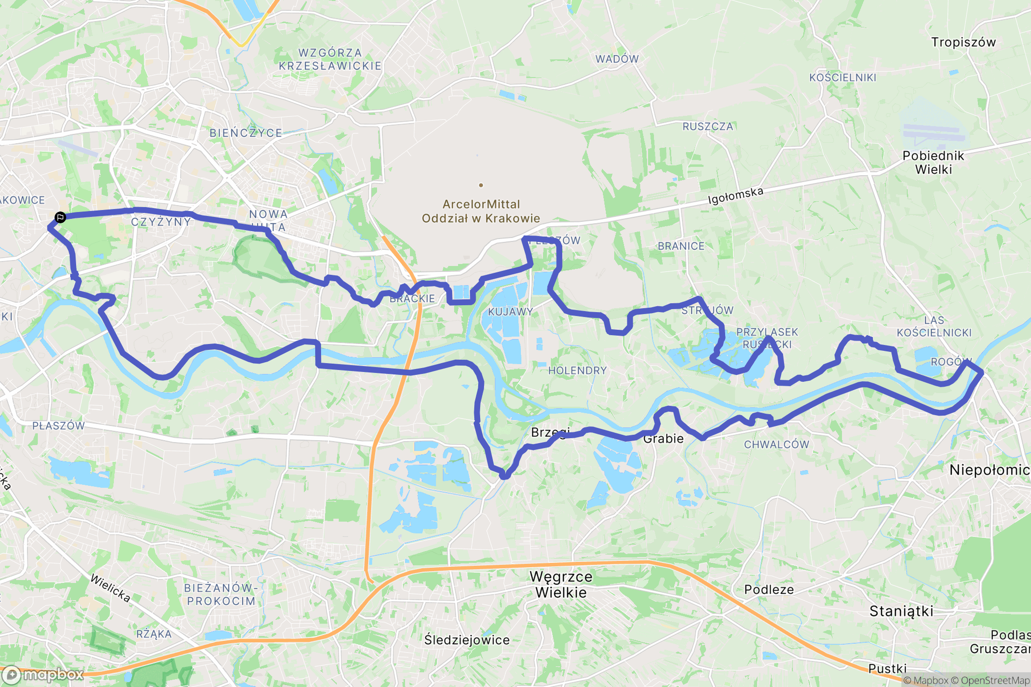 Kraków: mapa trasy - Poland