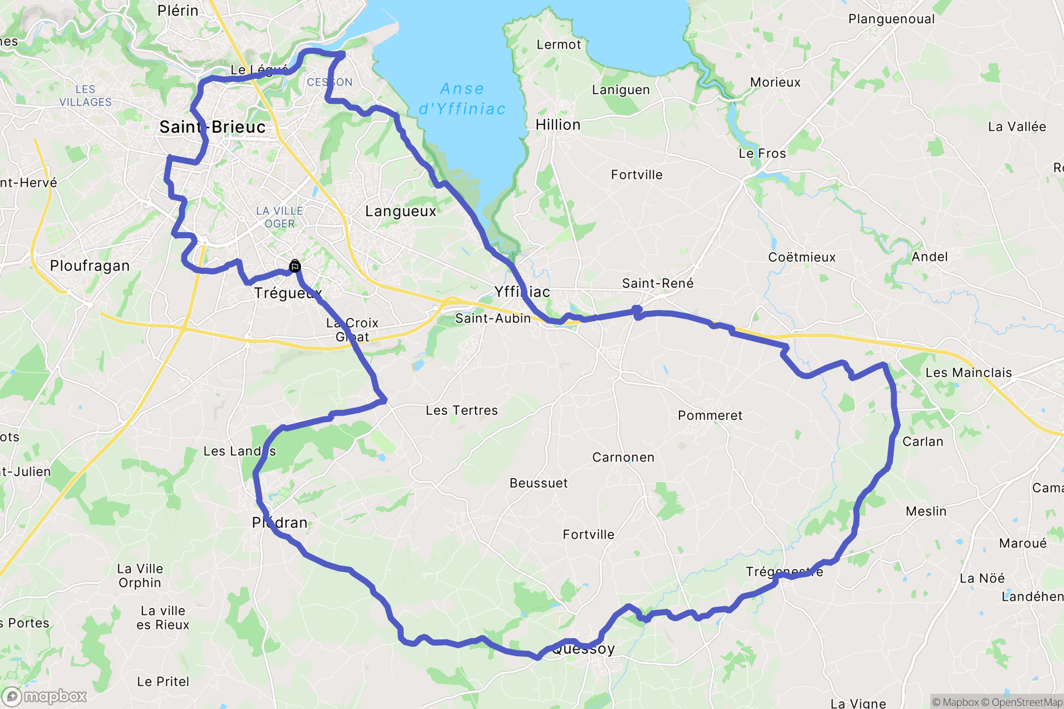 Trégueux : carte du parcours de randonnée - France
