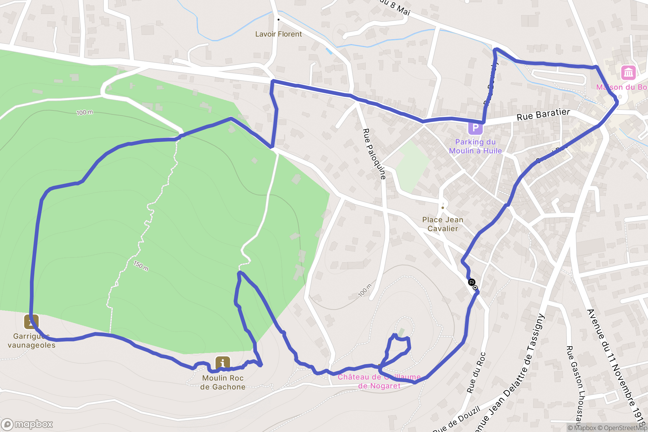 Calvisson : carte du parcours de randonnée - France