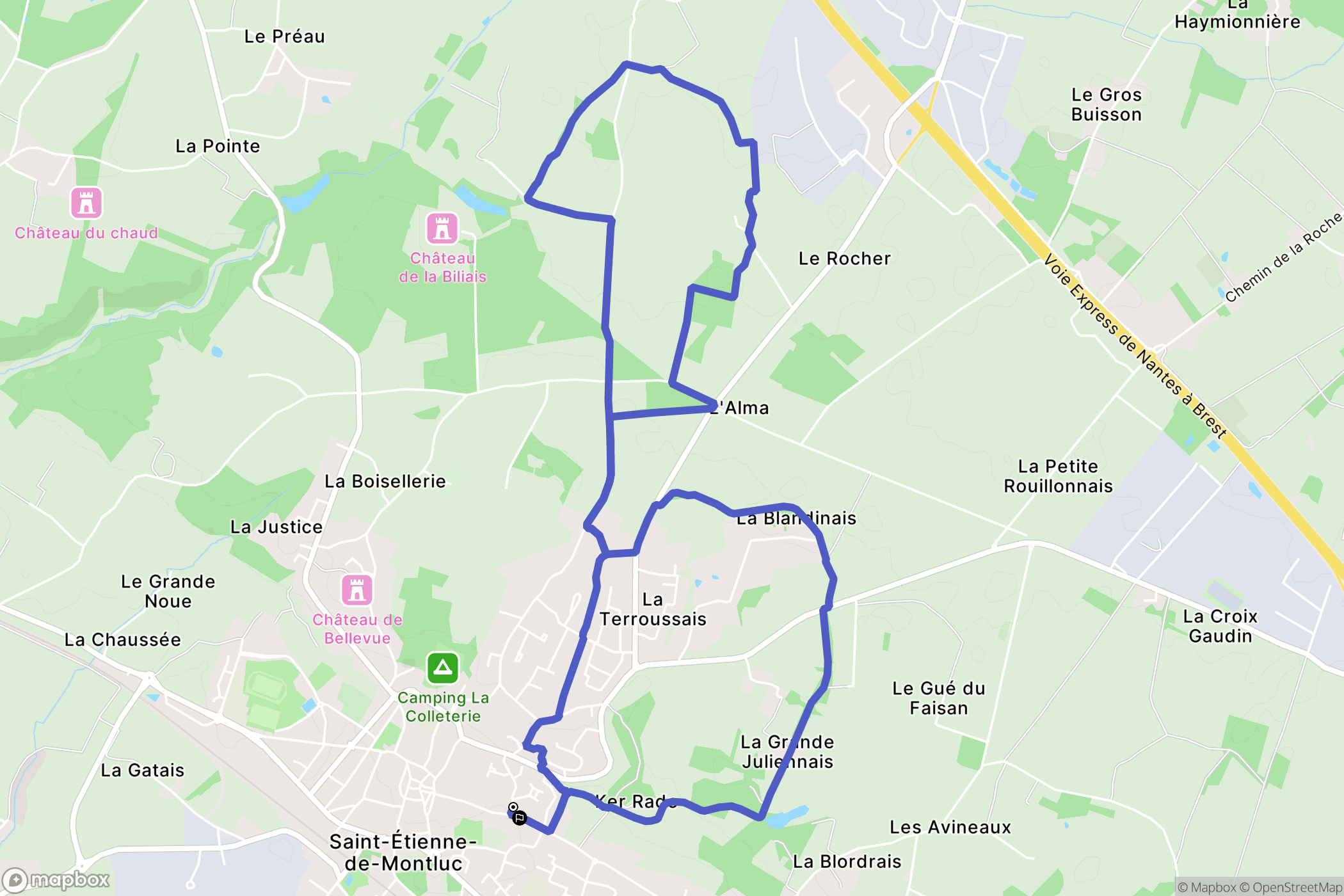 Saint-Étienne-de-Montluc : carte du parcours de randonnée - France