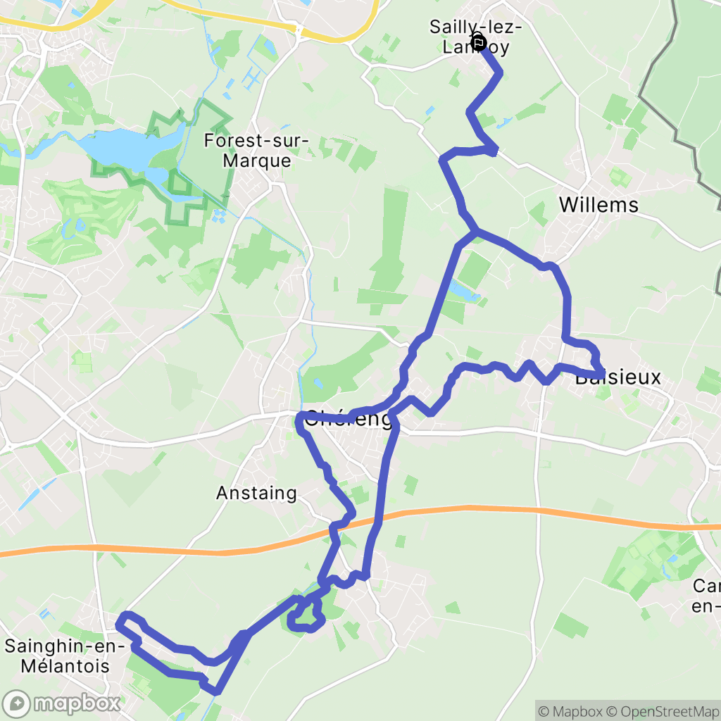 Sailly-lez-Lannoy : carte du parcours de randonnée - France