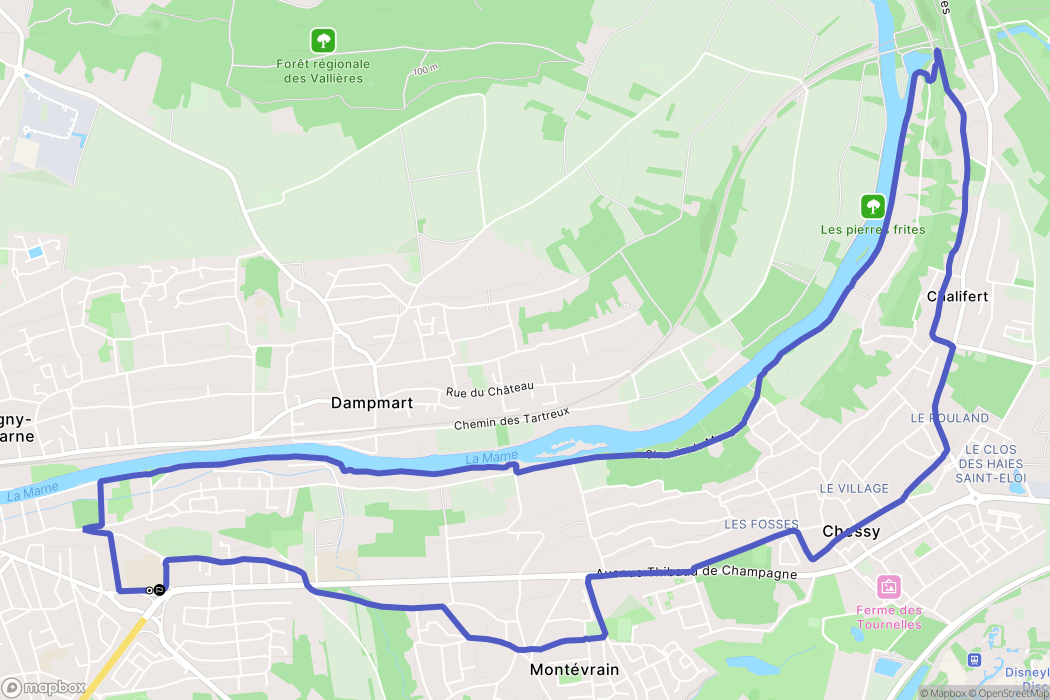 Lagny-sur-Marne : carte du parcours de randonnée - France