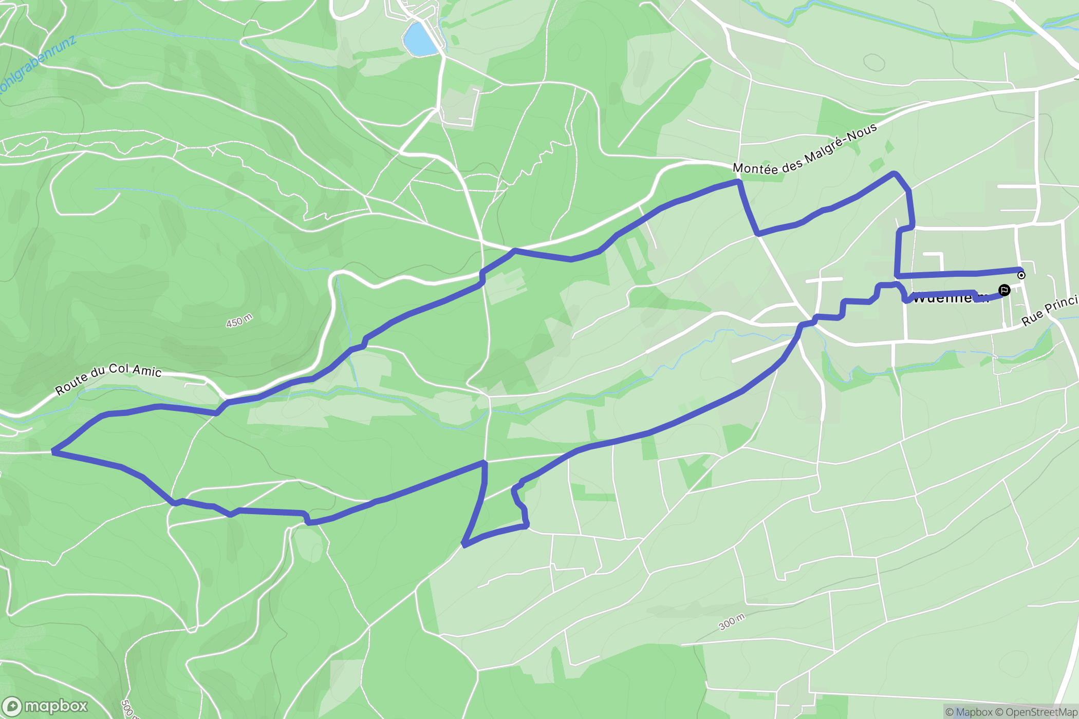 Wuenheim : carte du parcours de randonnée - France