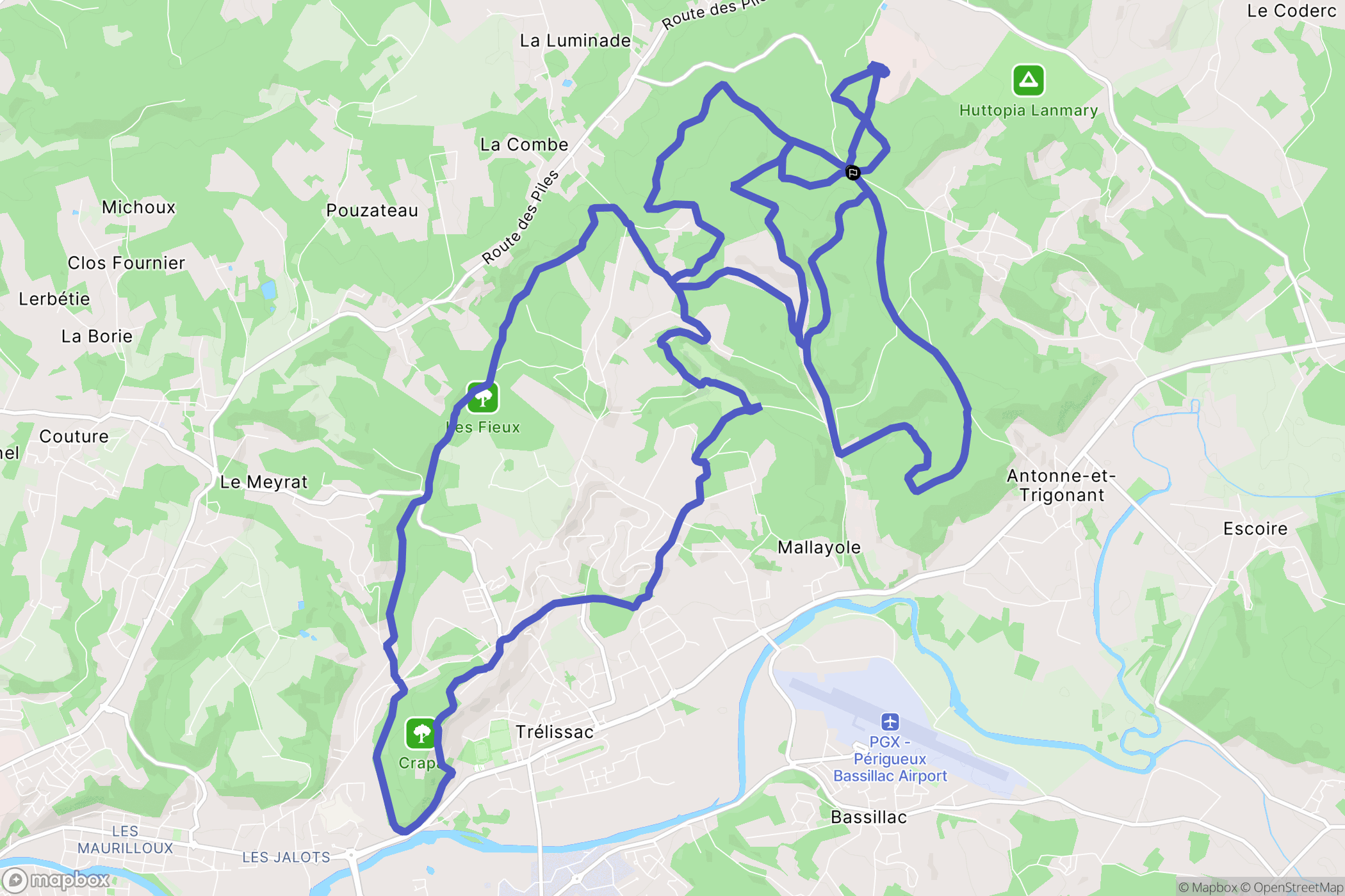 Antonne-et-Trigonant : carte du parcours de randonnée - France