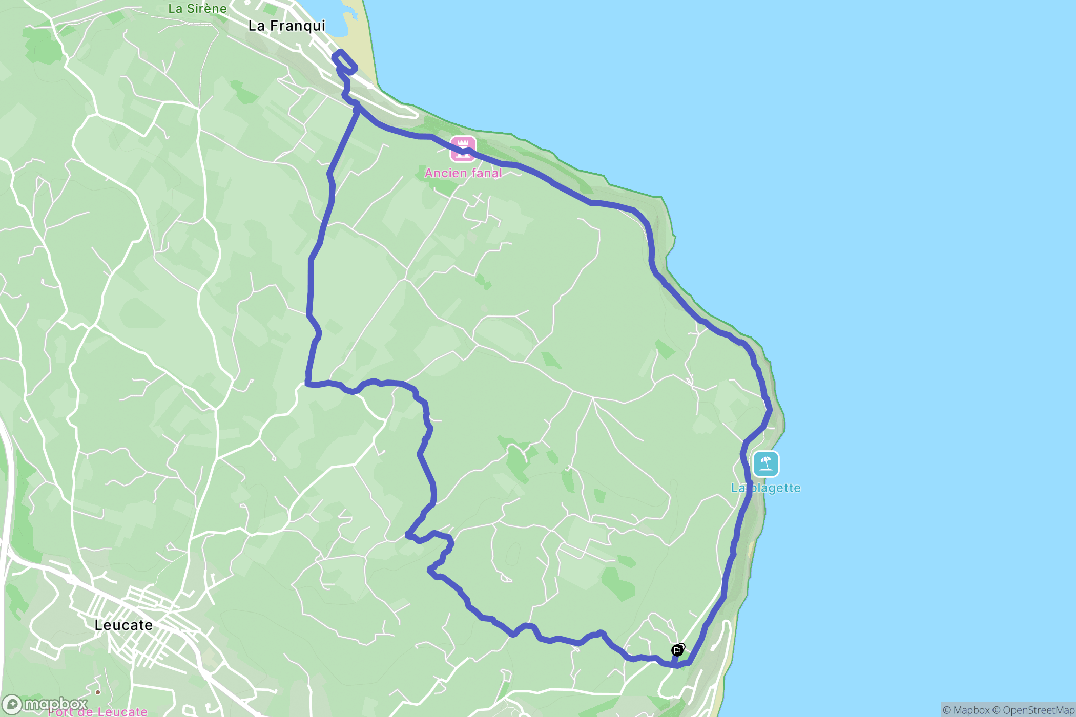 Leucate : carte du parcours de randonnée - France
