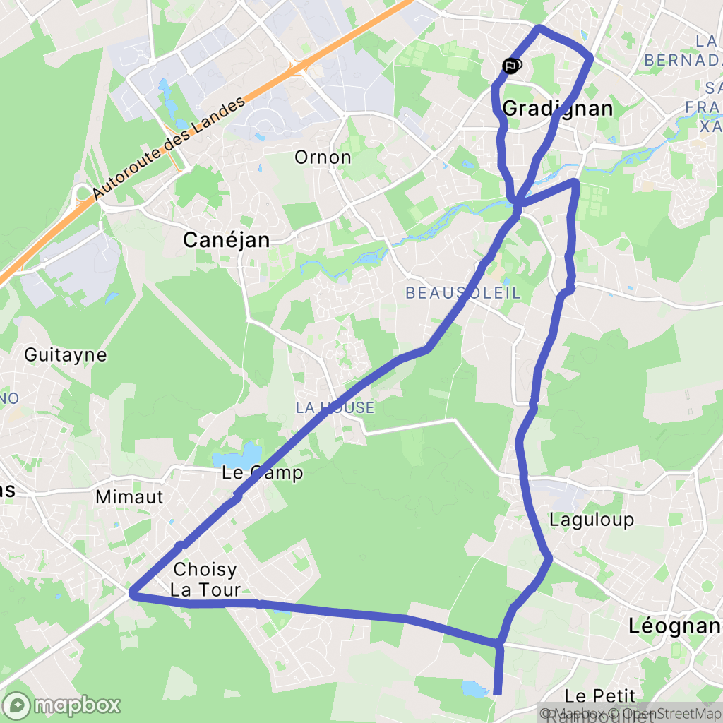 Gradignan : carte du parcours de randonnée - France
