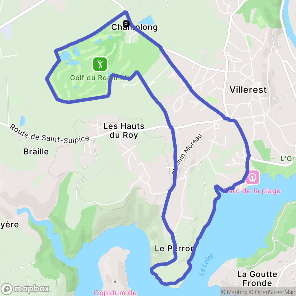 Villerest : carte du parcours de randonnée - France