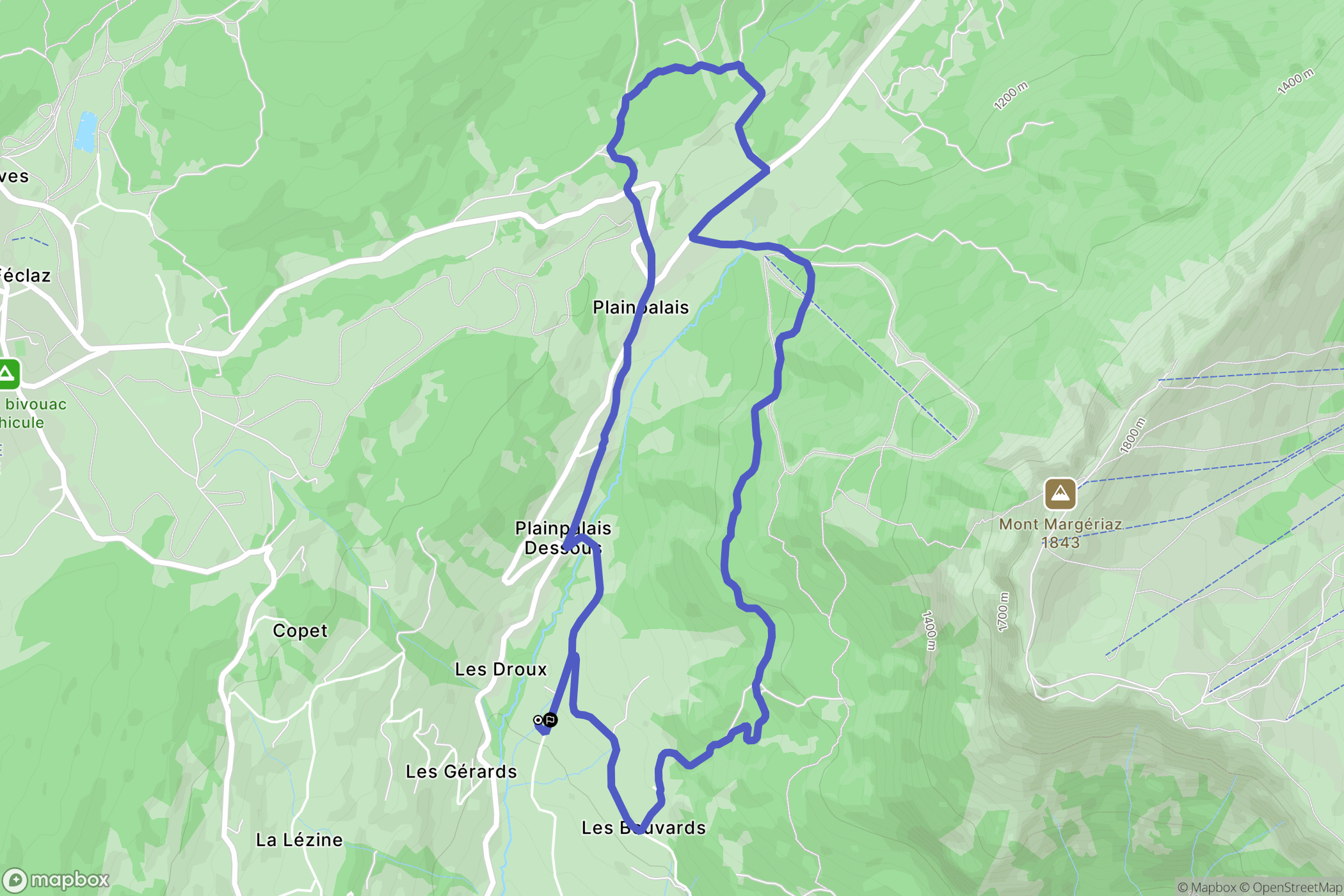 Les Déserts : carte du parcours de randonnée - France